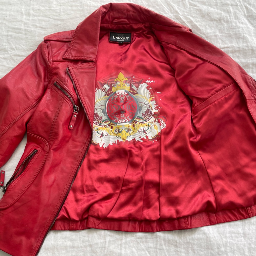 Unicorn London red leather moto style jacket - Picture 5 of 6
